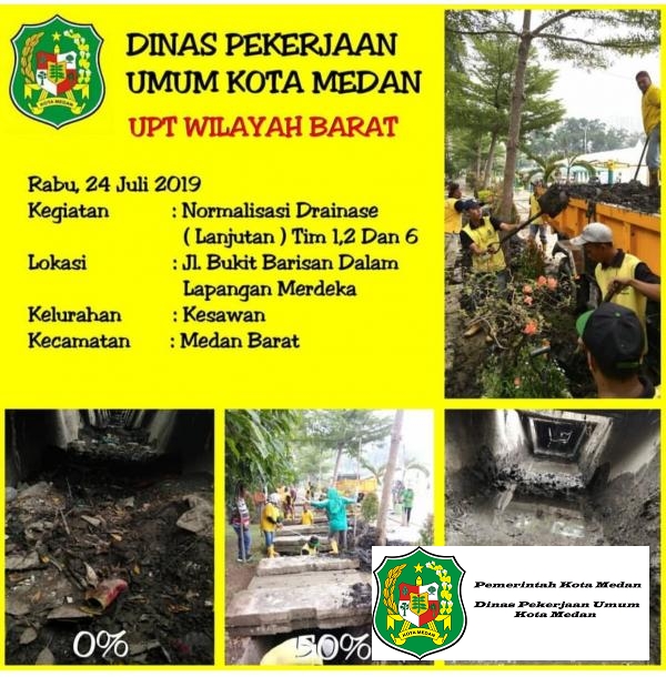 Lanjutan Normalisasi Drainase TIM 1,2,6 Jl. Bukit Barisan Dalam Lapangan Merdeka Kel. Kesawan Kec. Medan Barat